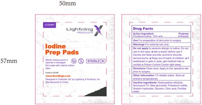 Dosage (Lightning X Iodine Prep Pads)